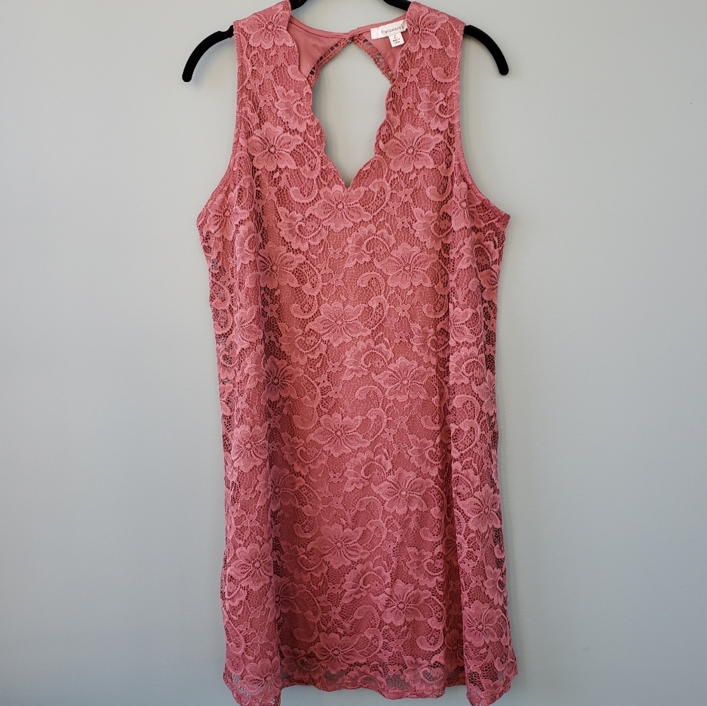Francesca's Mauve/Rose Lace Dress (L)